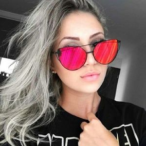 Cat Eye Red Mirror Lens Sunglasses NEW